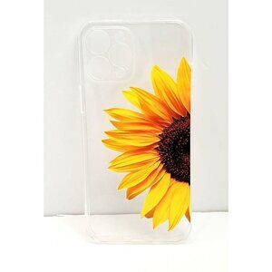 iphone 12 pro max Yellow Sunflower  Clear Back Round Phone Case